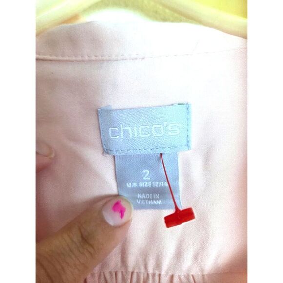 Chico's Women Pale Blush Pink 100% Modal Pop Over Collard Blouse size 2 or US 14 - Picture 4 of 5